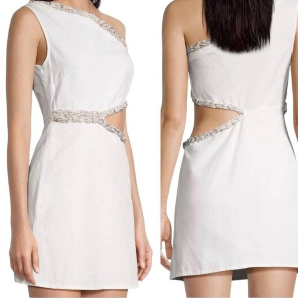 My Beachy Side White One Shoulder Cut Out Mini Dress Size S NEW Resortwear